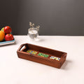 Handcrafted Blue Pottery Wooden Serving Tray (12 x 5 in) 36