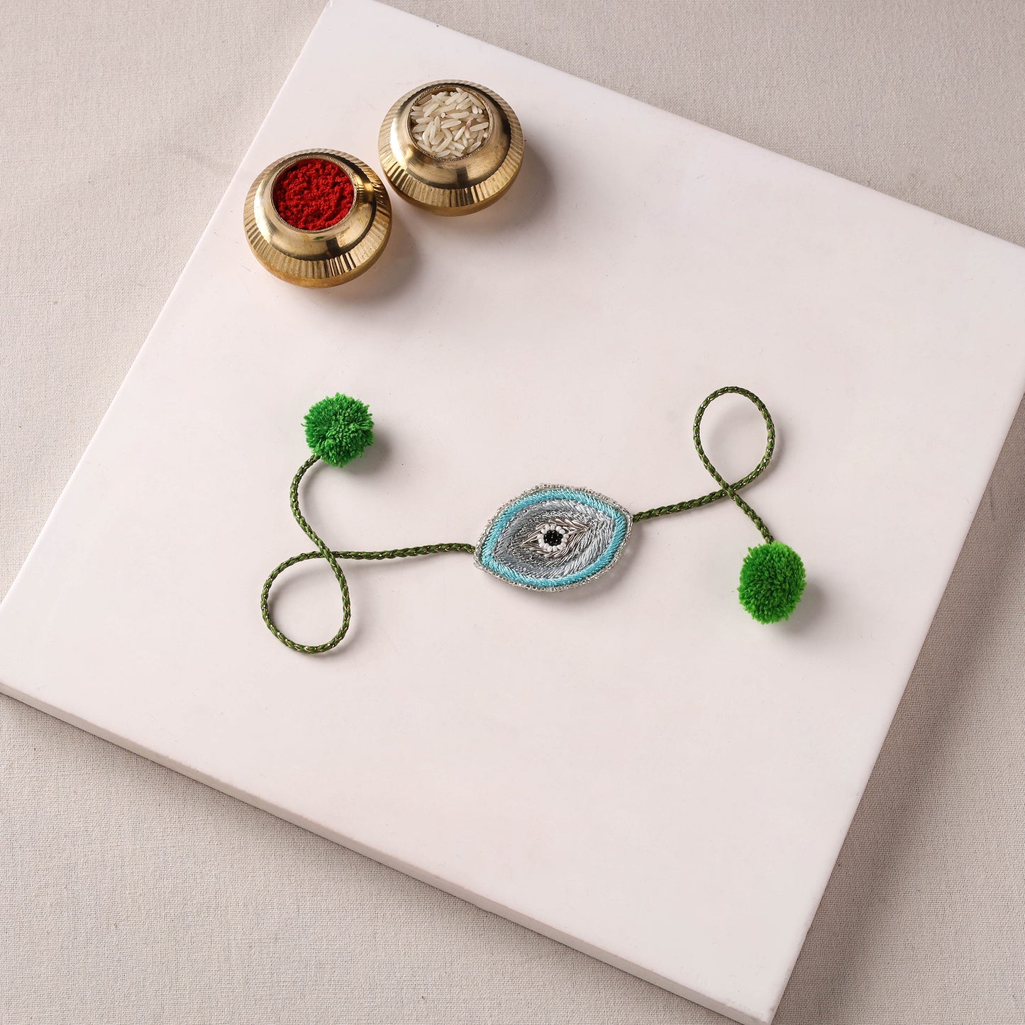 Evil Eye - Reusable Handmade Thread & Beadwork Rakhi with Potli By Jugni 03