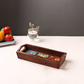 Handcrafted Blue Pottery Wooden Serving Tray (12 x 5 in) 37
