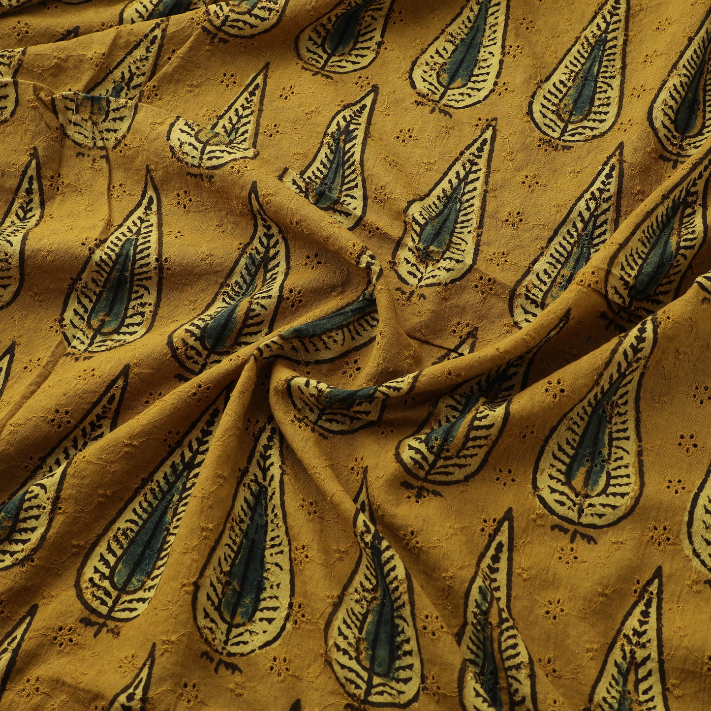 Hakoba Hand Block Ajrakh Print Natural Dyed Cotton Fabric 46