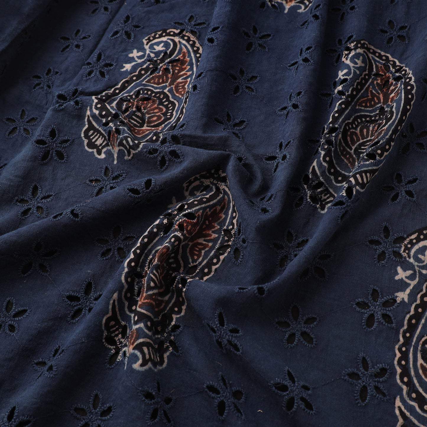 Hakoba Hand Block Ajrakh Print Natural Dyed Cotton Fabric 47