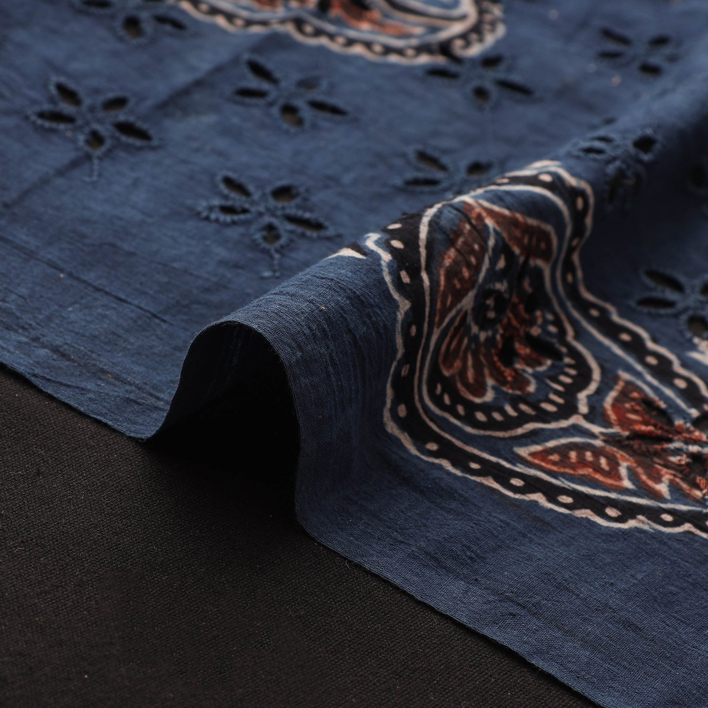 Hakoba Hand Block Ajrakh Print Natural Dyed Cotton Fabric 47