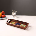 Handcrafted Blue Pottery Wooden Serving Tray (12 x 5 in) 38