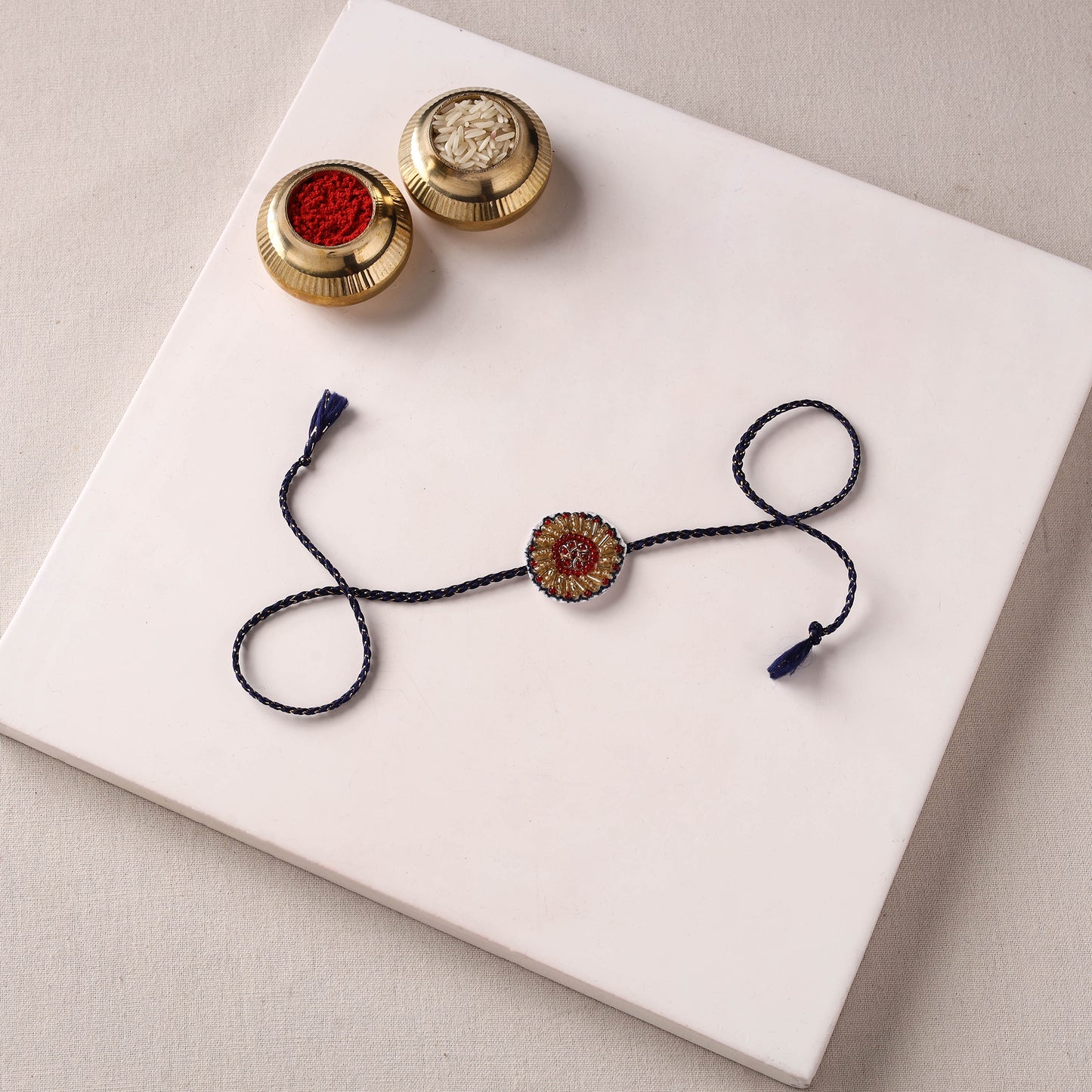 Flower - Reusable Handmade Thread & Beadwork Rakhi By Jugni 09