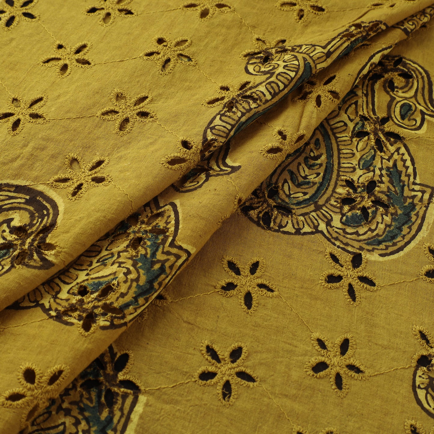 Hakoba Hand Block Ajrakh Print Natural Dyed Cotton Fabric 50