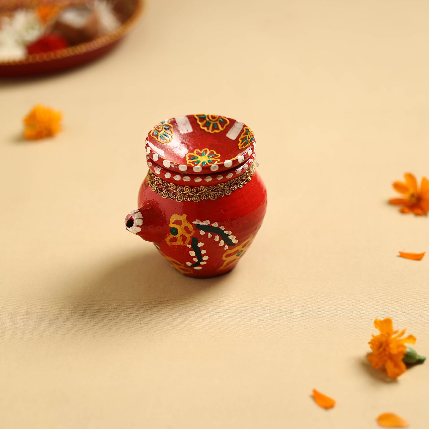 Traditional Handpainted Clay Karwa Chauth Kalash 29