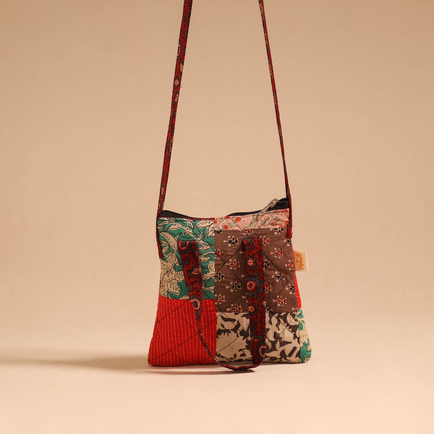 Multicolor - handmade quilted cotton patchwork sling bag 18