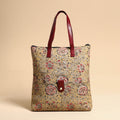  Handcrafted Kalamkari Block Printed Hand Bag with Leather Handle Online at iTokri.com
