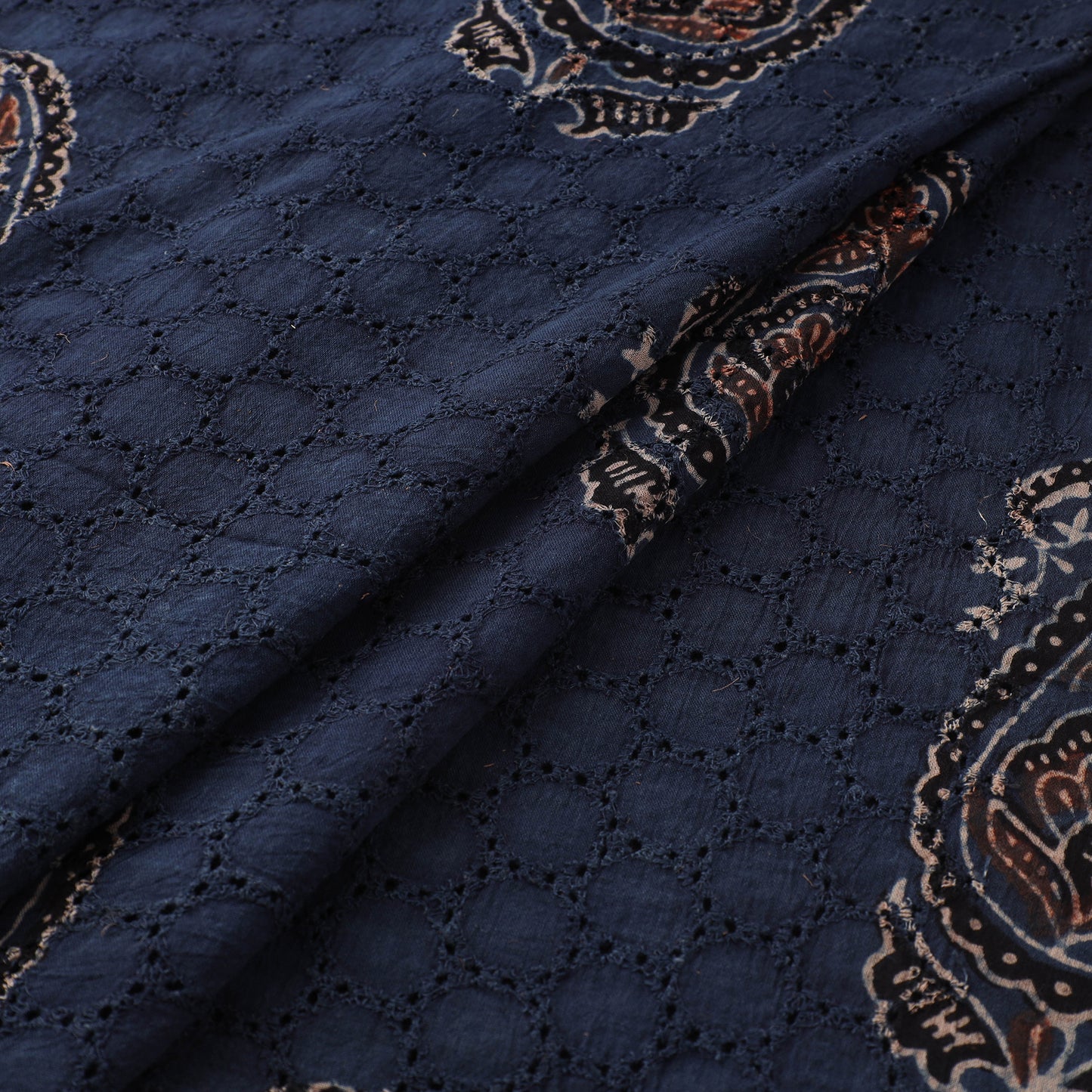 Hakoba Hand Block Ajrakh Print Natural Dyed Cotton Fabric 51