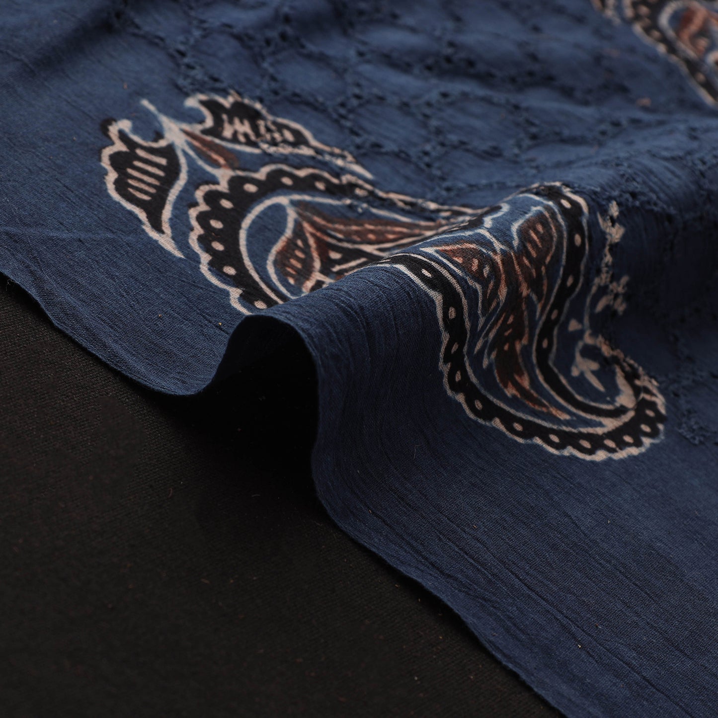 Hakoba Hand Block Ajrakh Print Natural Dyed Cotton Fabric 51