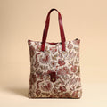 Buy Handcrafted Kalamkari Block Printed Hand Bag with Leather Handle Online at iTokri.com
