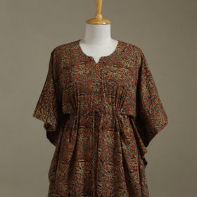 Brown Kalamkari Block Print Cotton Kaftan (Long)