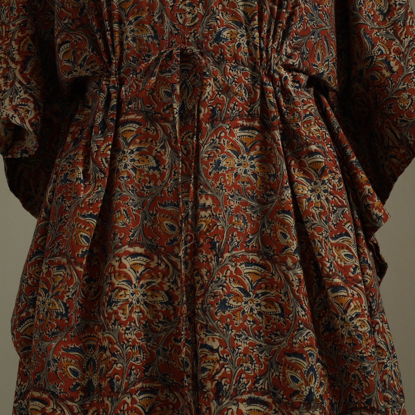 Brown Kalamkari Block Print Cotton Kaftan (Long)