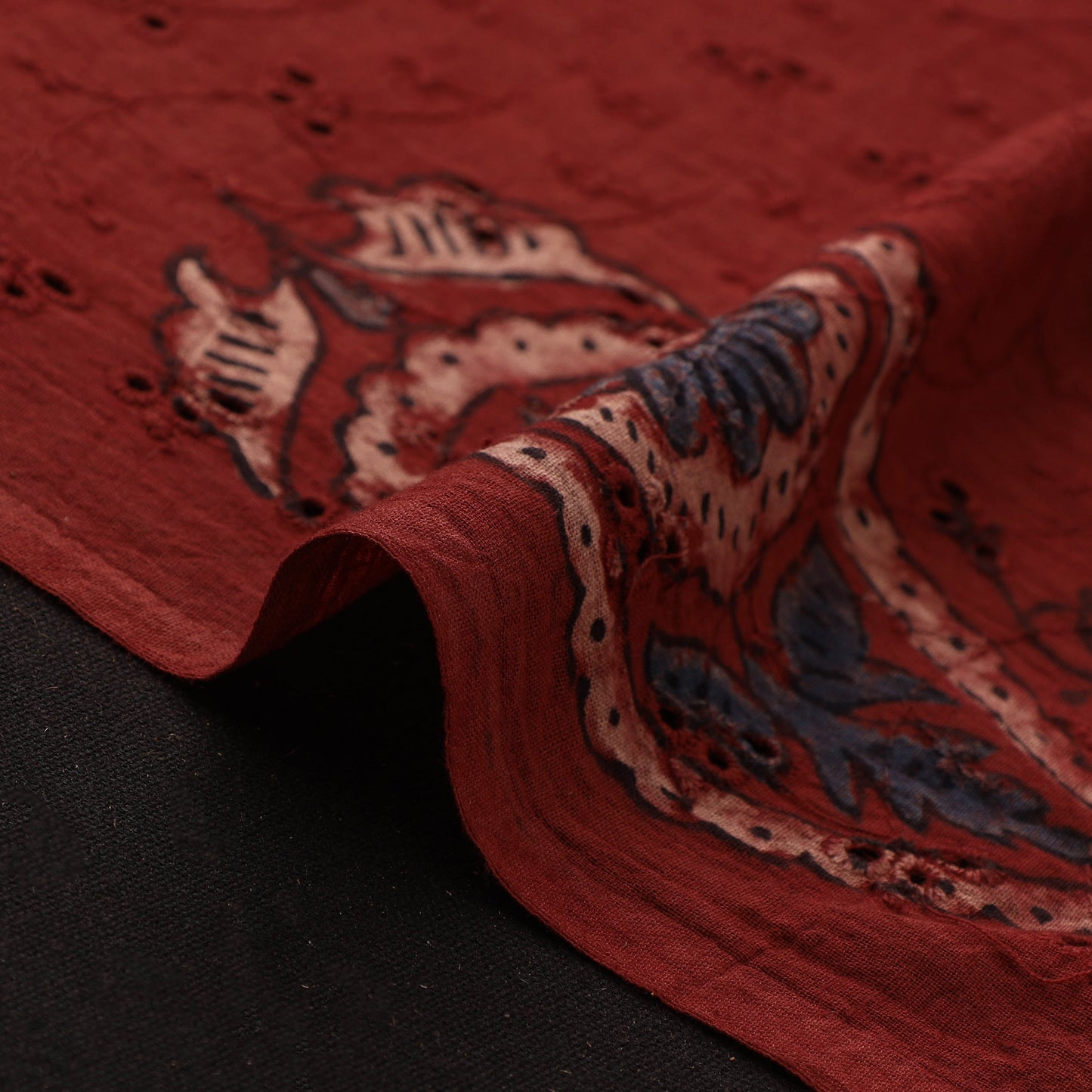 Hakoba Hand Block Ajrakh Print Natural Dyed Cotton Fabric 56