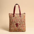 Multicolor Handcrafted Kalamkari Block Printed Hand Bag with Leather Handle