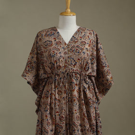 Brown - kalamkari cotton kaftan (long) 74 - handcrafted