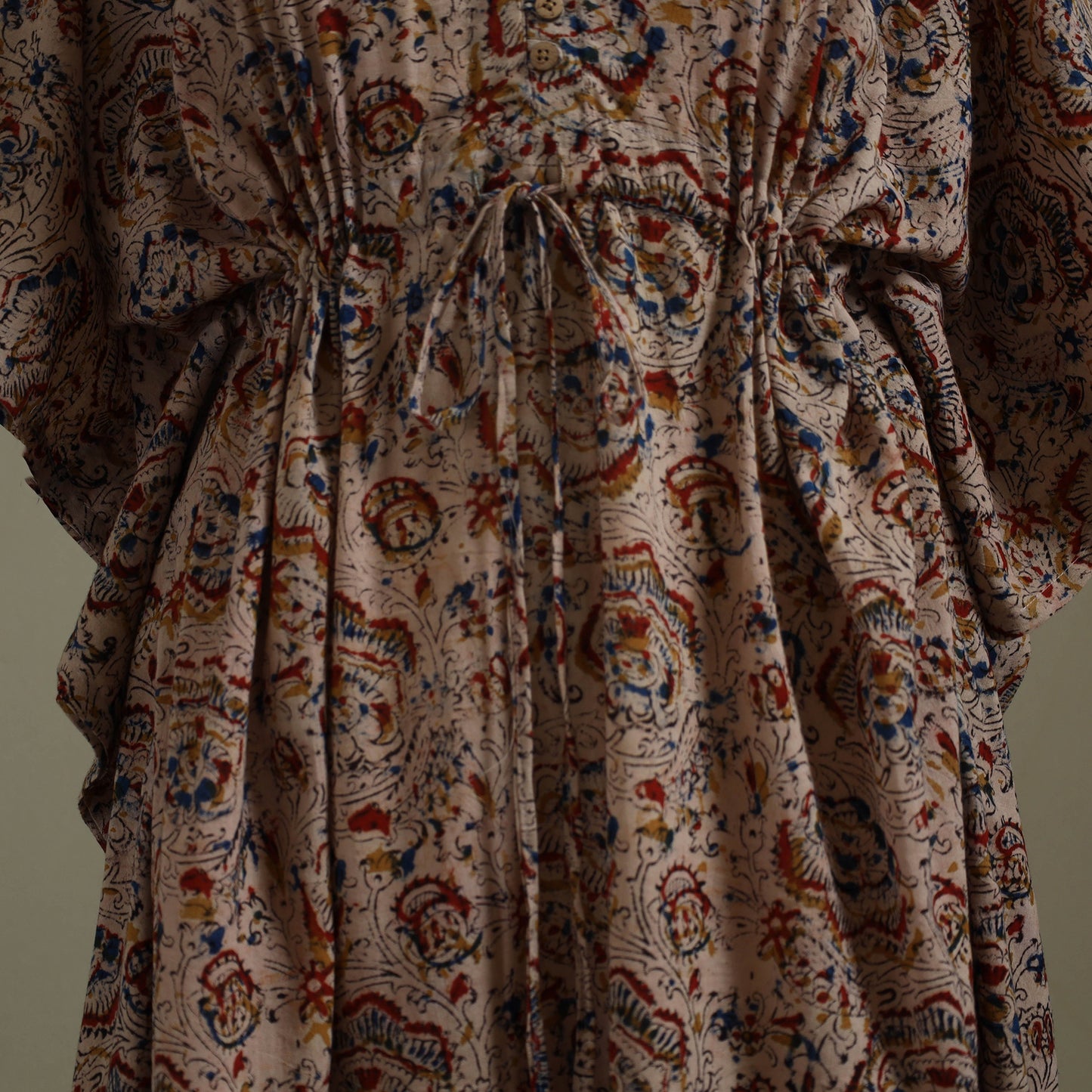 Brown - kalamkari cotton kaftan (long) 74 - handcrafted