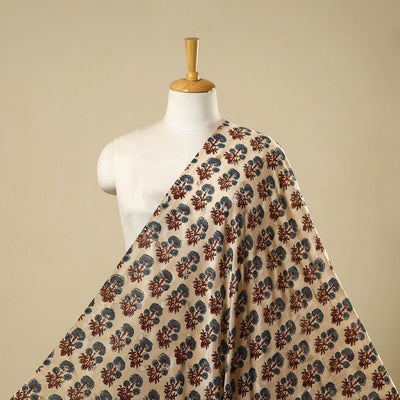 Block Print Natural Dyed Dola Silk Jacquard Buti Ajrakh Fabric 15