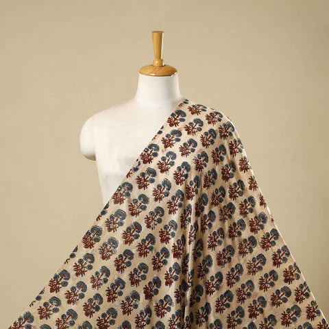 Block Print Natural Dyed Dola Silk Jacquard Buti Ajrakh Fabric 15