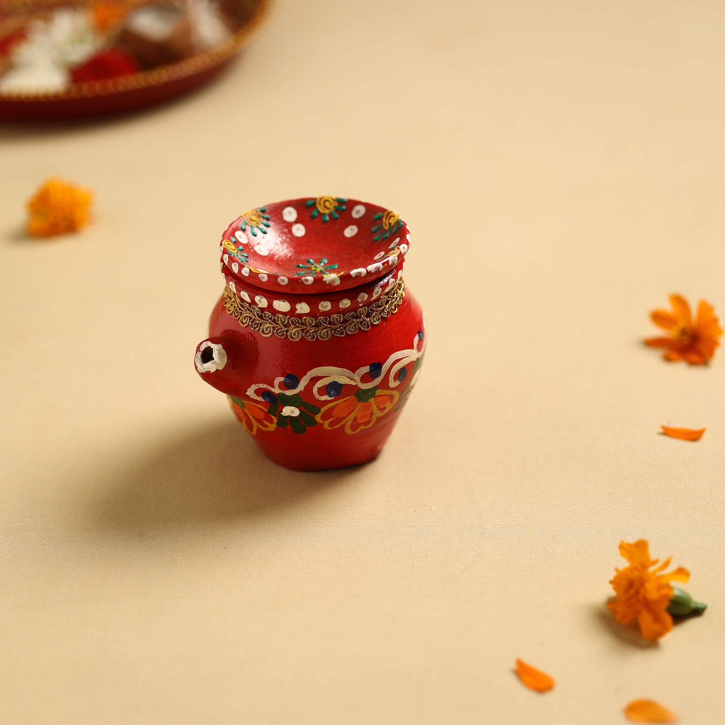 Traditional Handpainted Clay Karwa Chauth Kalash 33