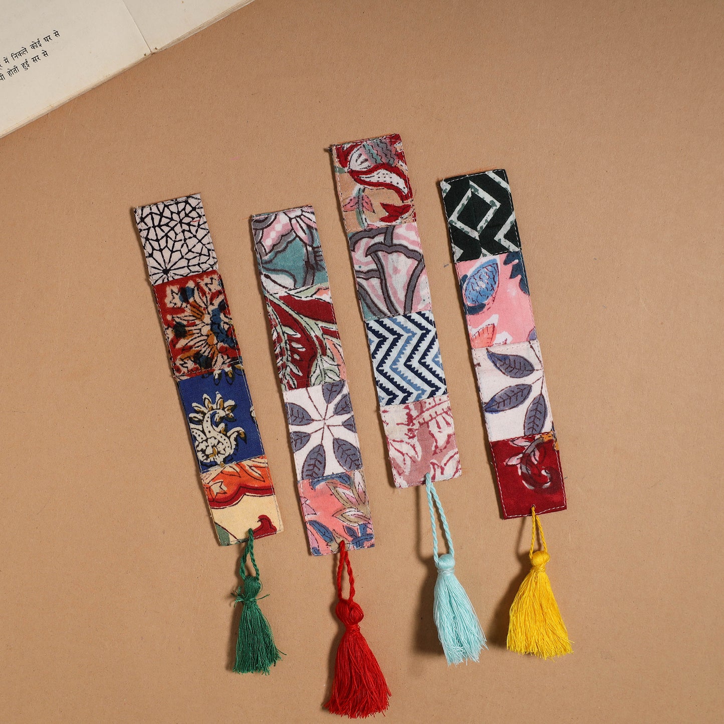 Multicolor - handmade cotton patchwork fabric bookmark (set