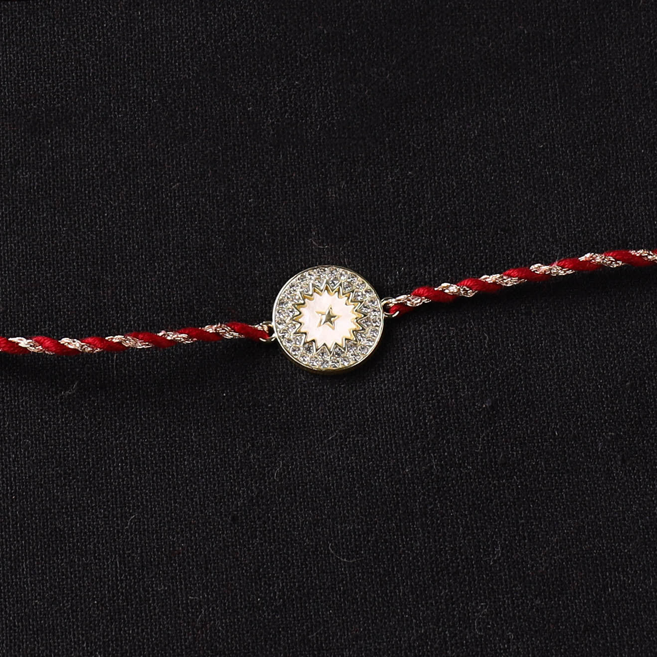 Handcrafted Kundan Rakhi for Brother with Potli 02