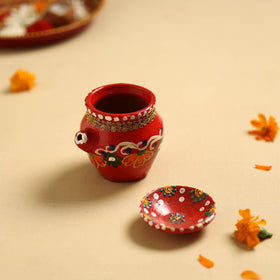  Traditional Handpainted Clay Karwa Chauth Pooja Kalash 