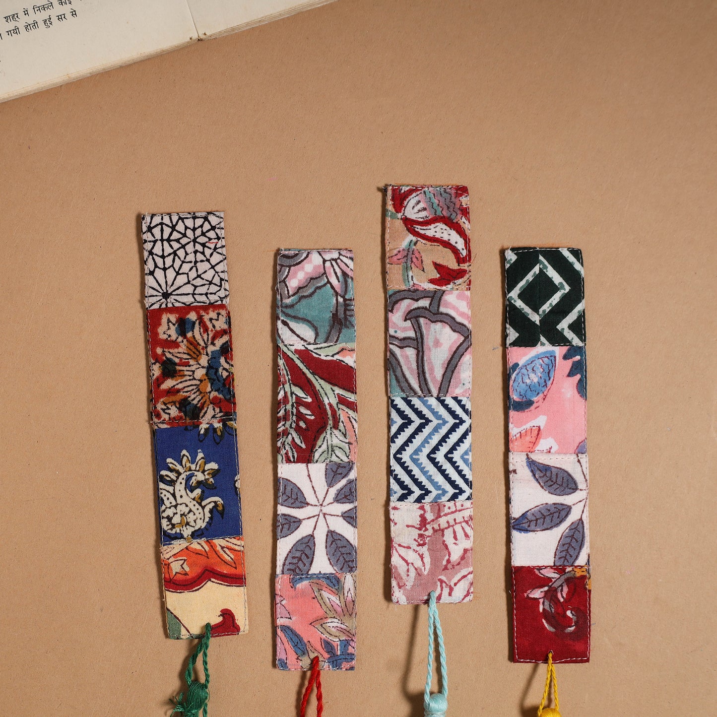 Multicolor - handmade cotton patchwork fabric bookmark (set