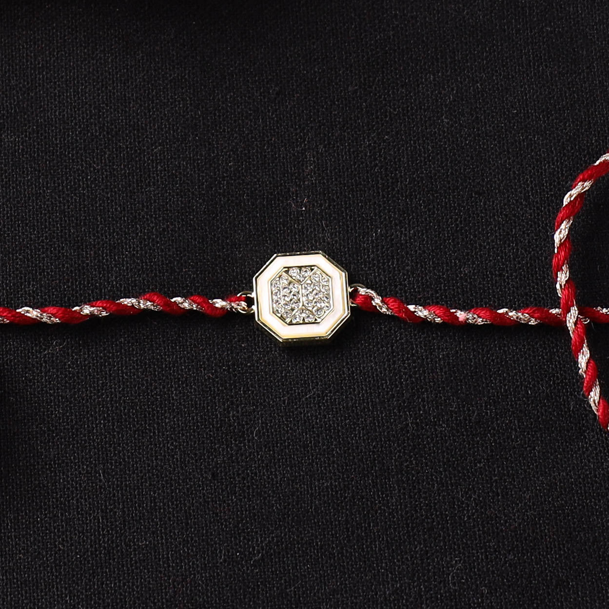 Handcrafted Kundan Rakhi for Brother with Potli 03