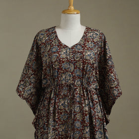 Brown Kalamkari Block Print Cotton Kaftan (Long)