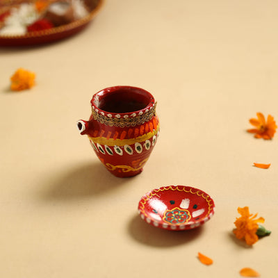 Traditional Handpainted Clay Karwa Chauth Kalash 34