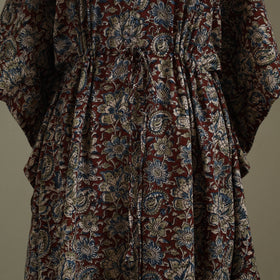 Brown Kalamkari Block Print Cotton Kaftan (Long)