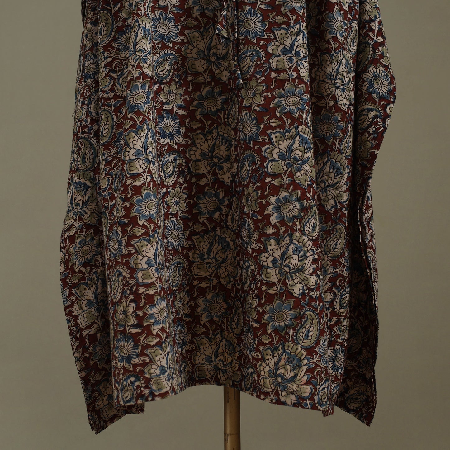 Brown Kalamkari Block Print Cotton Kaftan (Long)