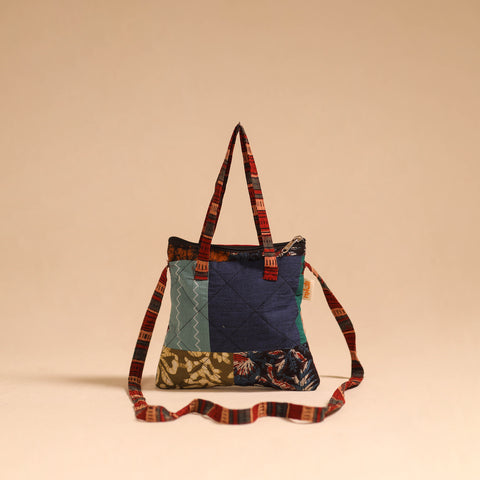 Multicolor - handmade quilted cotton patchwork sling bag 28