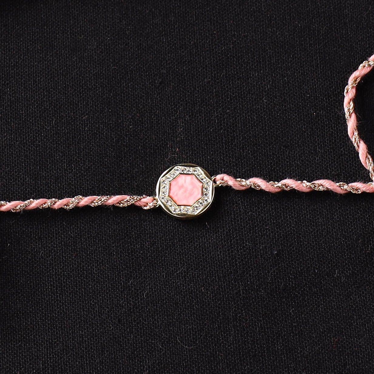 Handcrafted Kundan Rakhi for Brother with Potli 07