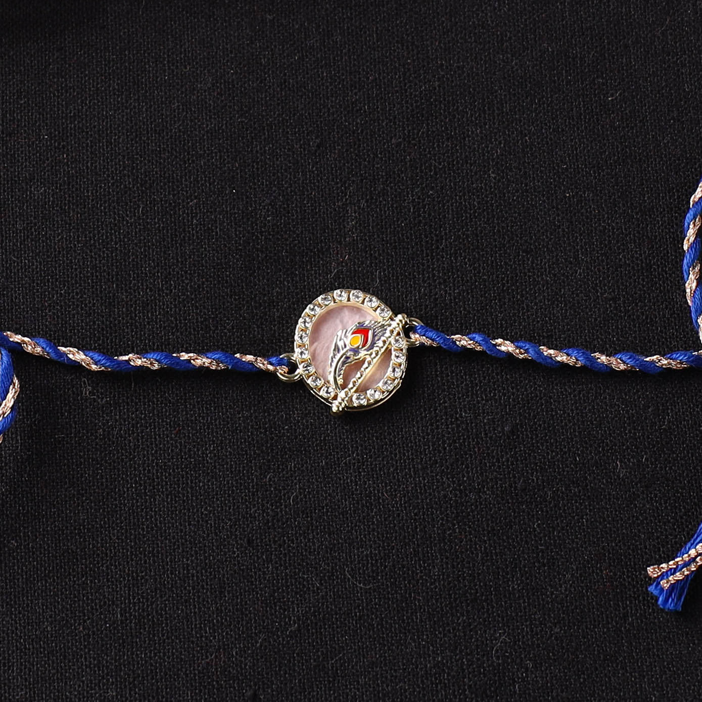 Handcrafted Kundan Rakhi for Brother with Potli 08