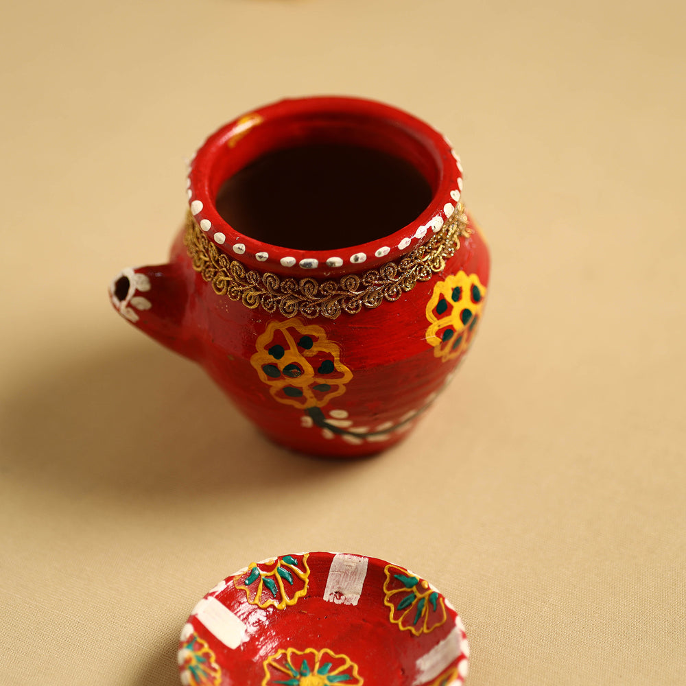 Traditional Handpainted Clay Karwa Chauth Kalash 35