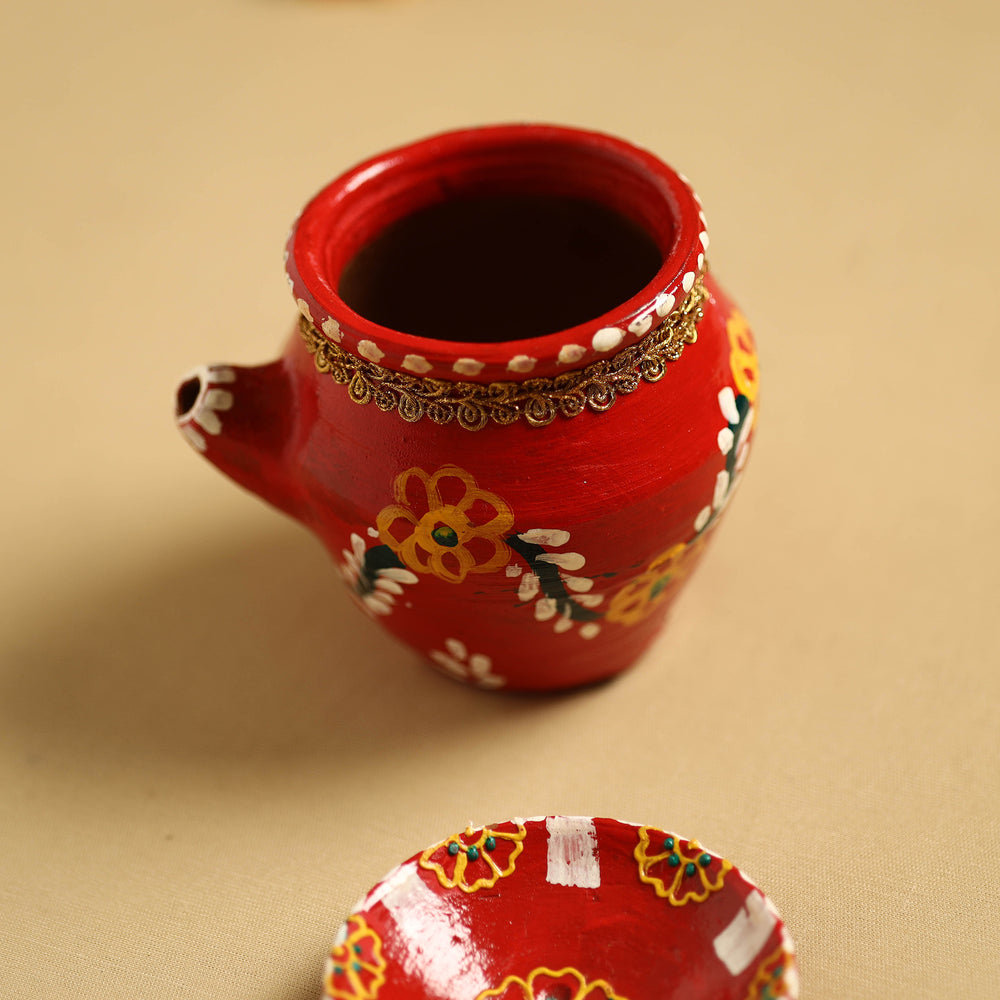 Traditional Handpainted Clay Karwa Chauth Kalash 36