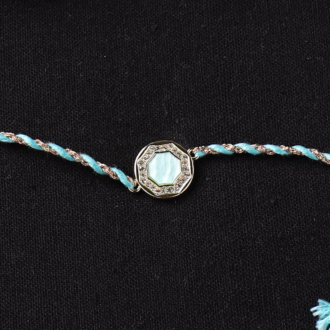Handcrafted Kundan Rakhi for Brother with Potli 13