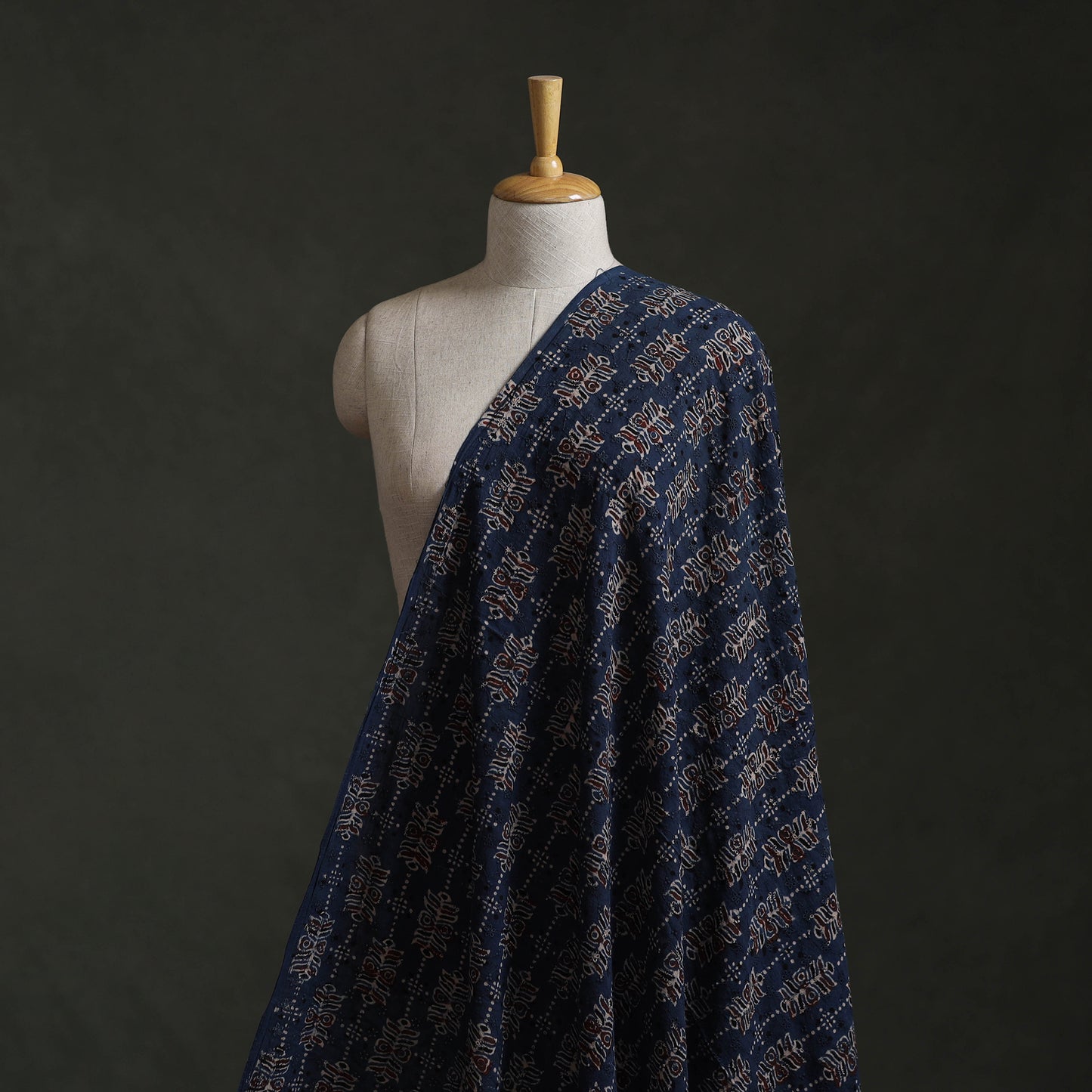 Hakoba Hand Block Ajrakh Print Natural Dyed Cotton Fabric 08