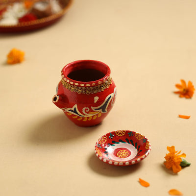 Traditional Handpainted Clay Karwa Chauth Kalash 38