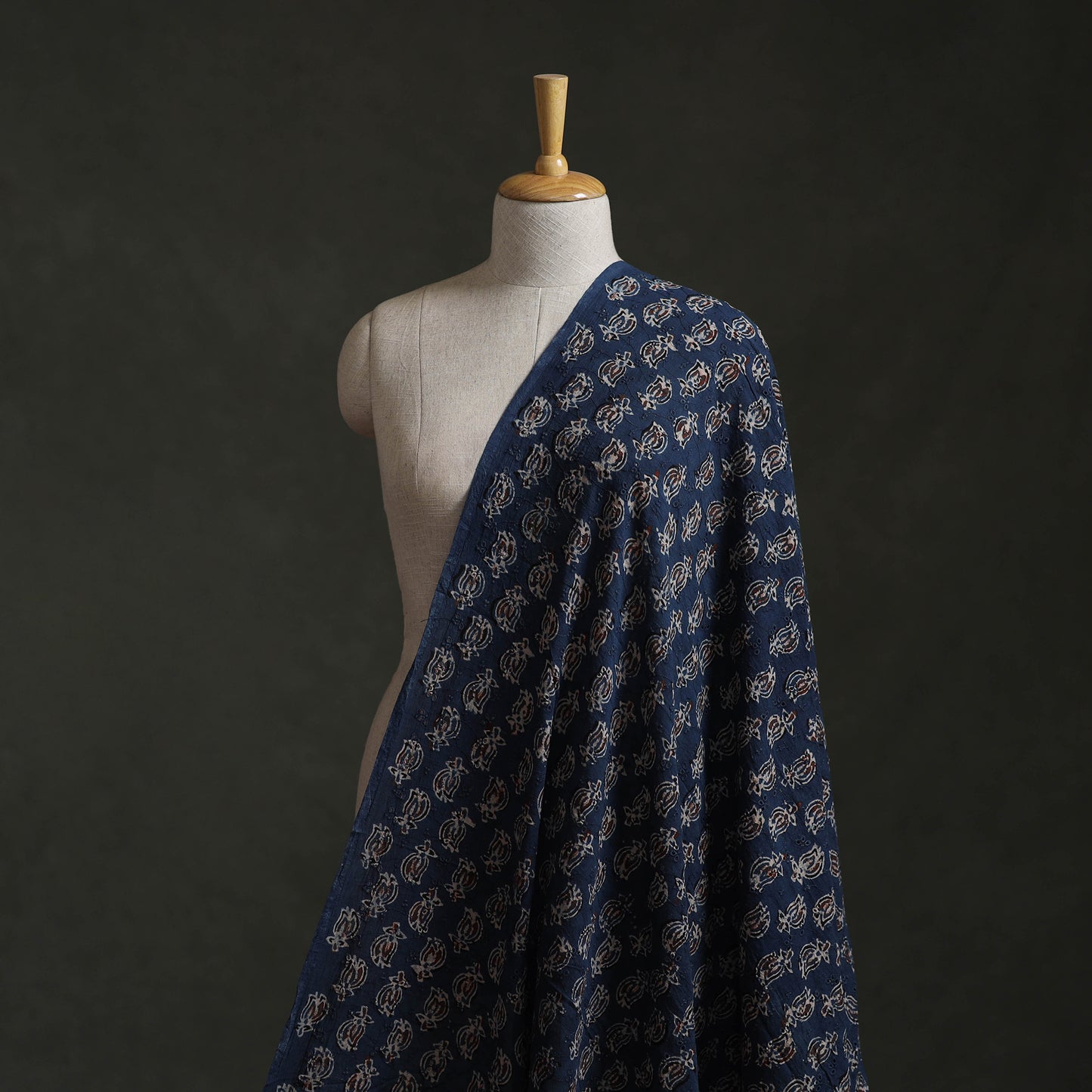 Hakoba Hand Block Ajrakh Print Natural Dyed Cotton Fabric 12
