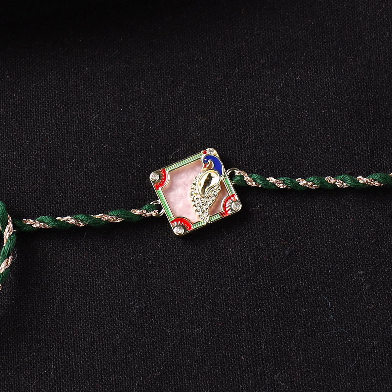 Handcrafted Kundan Rakhi for Brother with Potli 16
