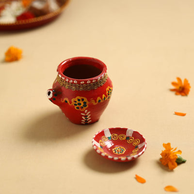 Traditional Handpainted Clay Karwa Chauth Kalash 40