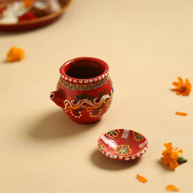  Traditional Handpainted Clay Karwa Chauth Pooja Kalash 