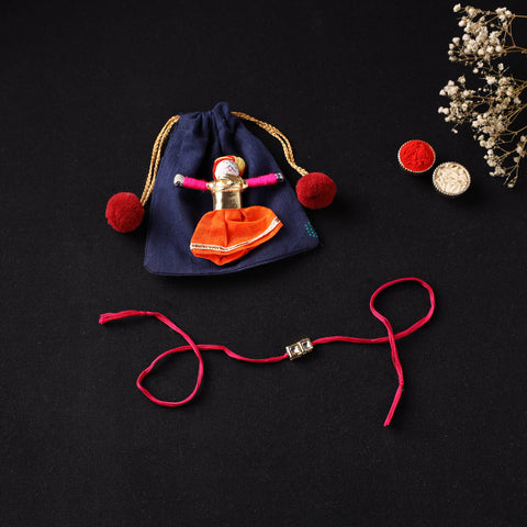 Handcrafted Kundan Rakhi for Brother with Potli 21