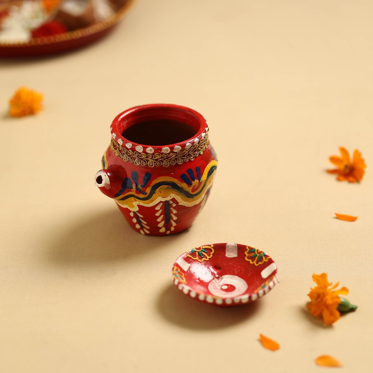 Traditional Handpainted Clay Karwa Chauth Kalash 42