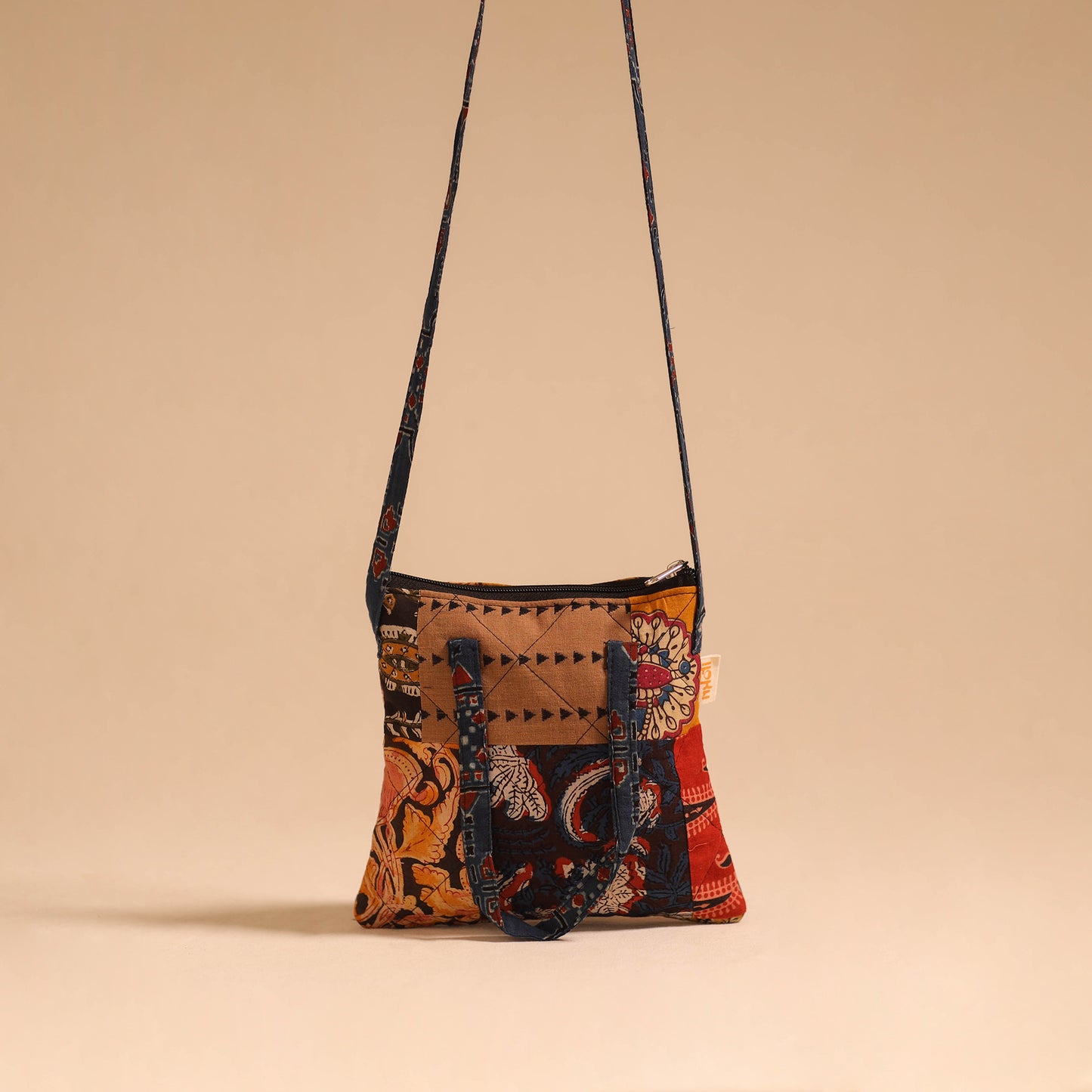 Multicolor - handmade quilted cotton patchwork sling bag 41