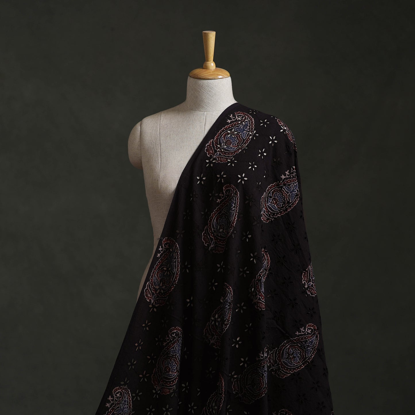 Hakoba Hand Block Ajrakh Print Natural Dyed Cotton Fabric 23