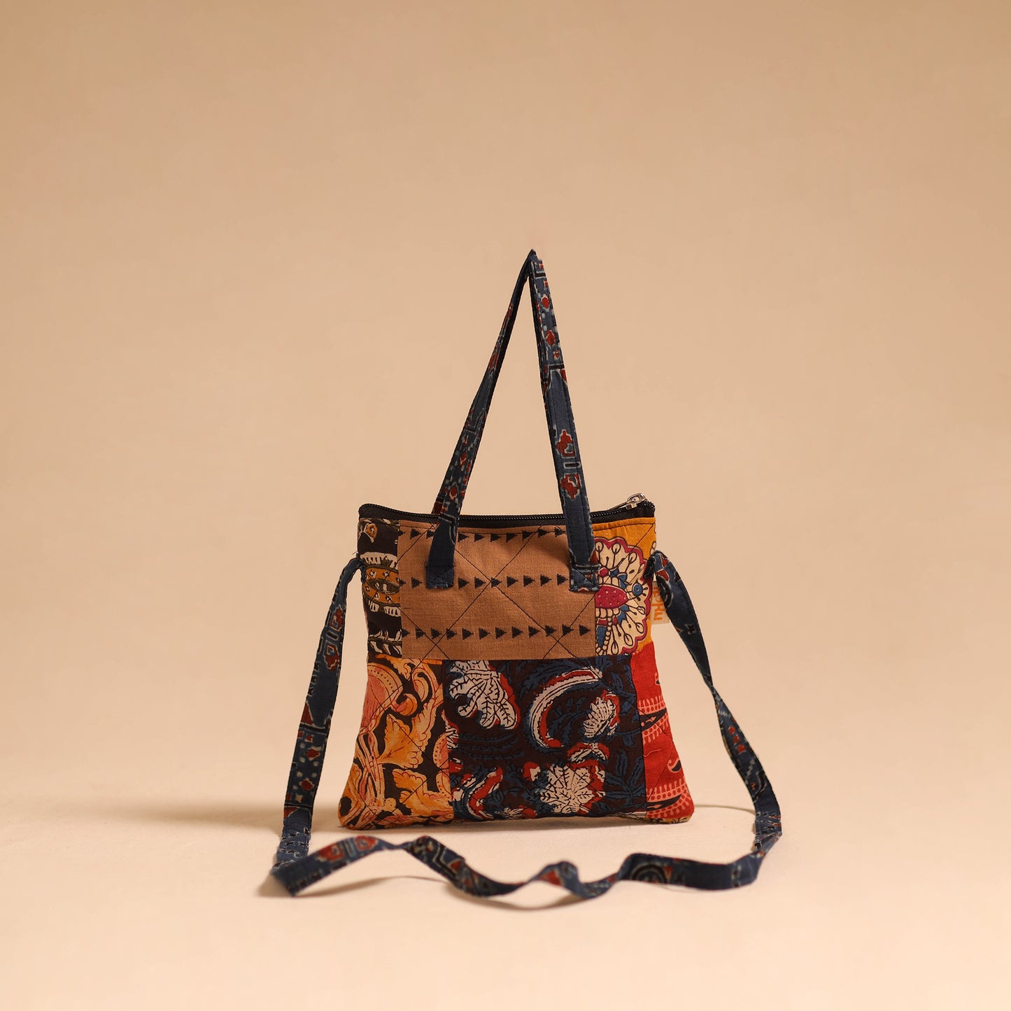 Multicolor - handmade quilted cotton patchwork sling bag 41
